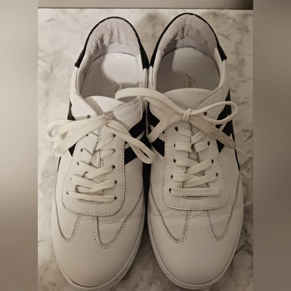 Andrea Conti Classic White And Black Women's Leather Sneakers - Picture 10 of 11